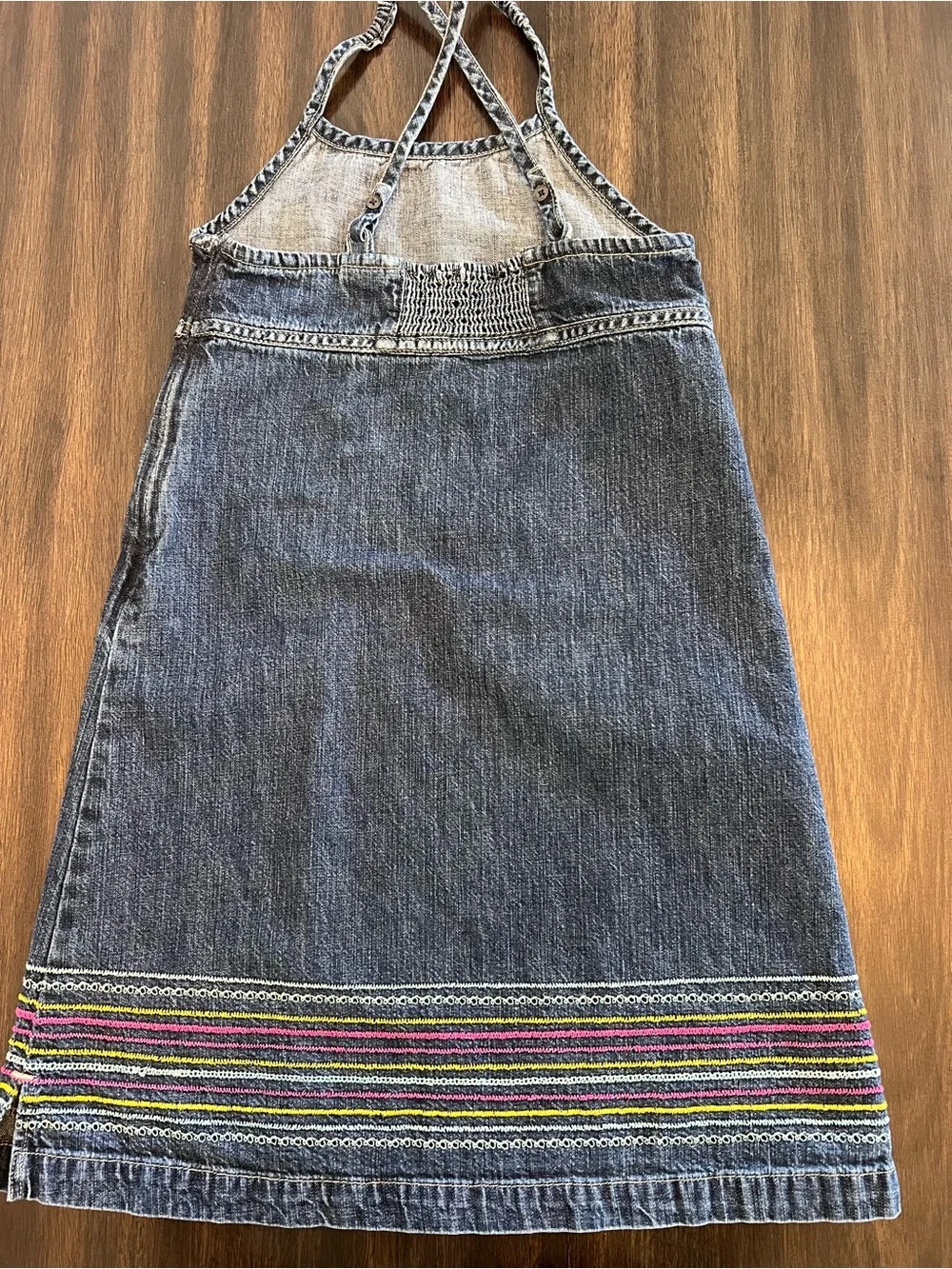 GAP Girls' Denim Strappy Dress with Embroidered Hem